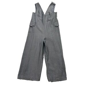Cartonnier Womens M Wide Leg Cropped Jumpsuit Overall Oxford Striped‎